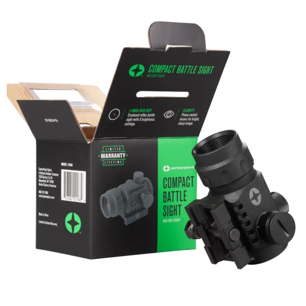 Right Angled View of Packaging for CenterPoint Compact Battle Sight 72609 Open Box
